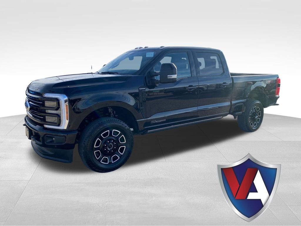 2025 Ford F-250 Platinum in Agate Black Metallic — front three-quarter view